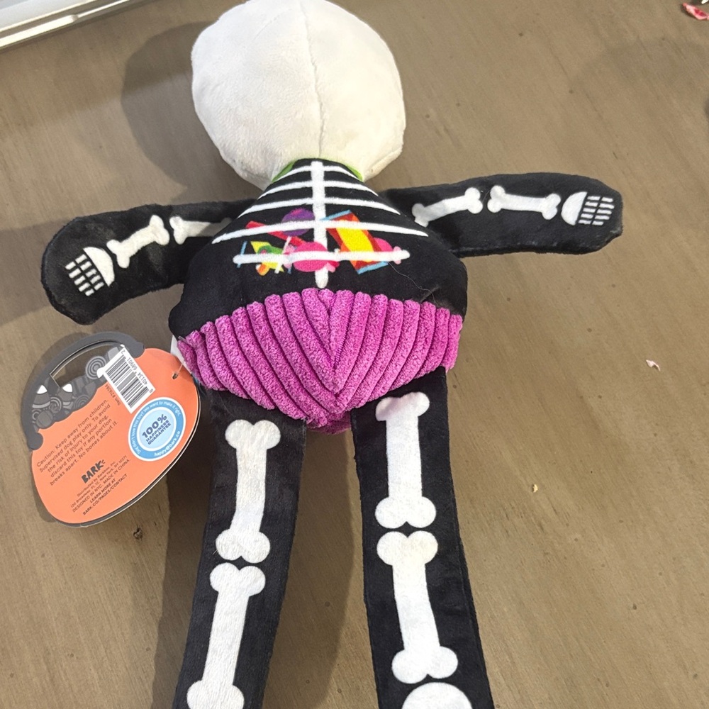 Bark Barry Bones Plush Toy - Black, White, and Pink - Picture 3 of 7